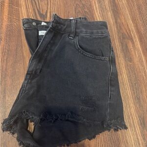 PacSun Black Jean Shorts with Frayed Hem